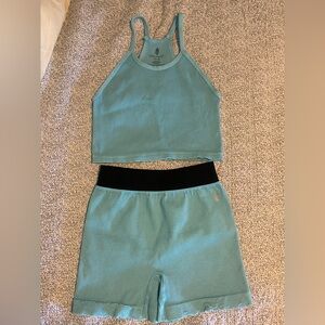 FP Movement Happiness Runs Crop Tank AND shorty in TurquoiseSize M/L (Size 6-10)